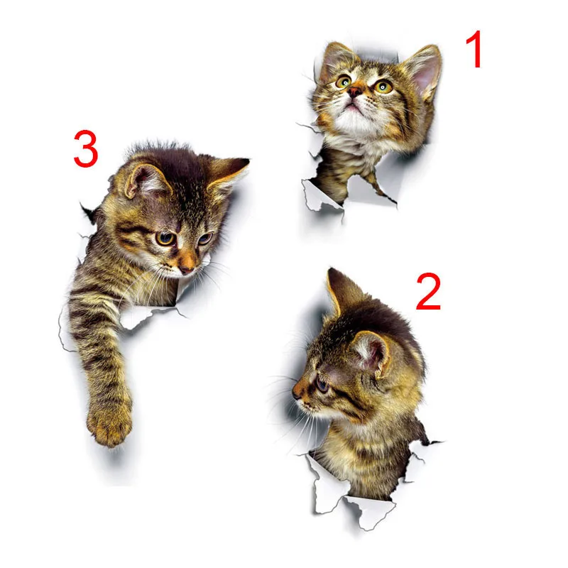 

3 Pcs Cat Stickers Wall New Year 2022 Home Decor for Bathroom Accessories Decorations for House Wedding Decoration Room