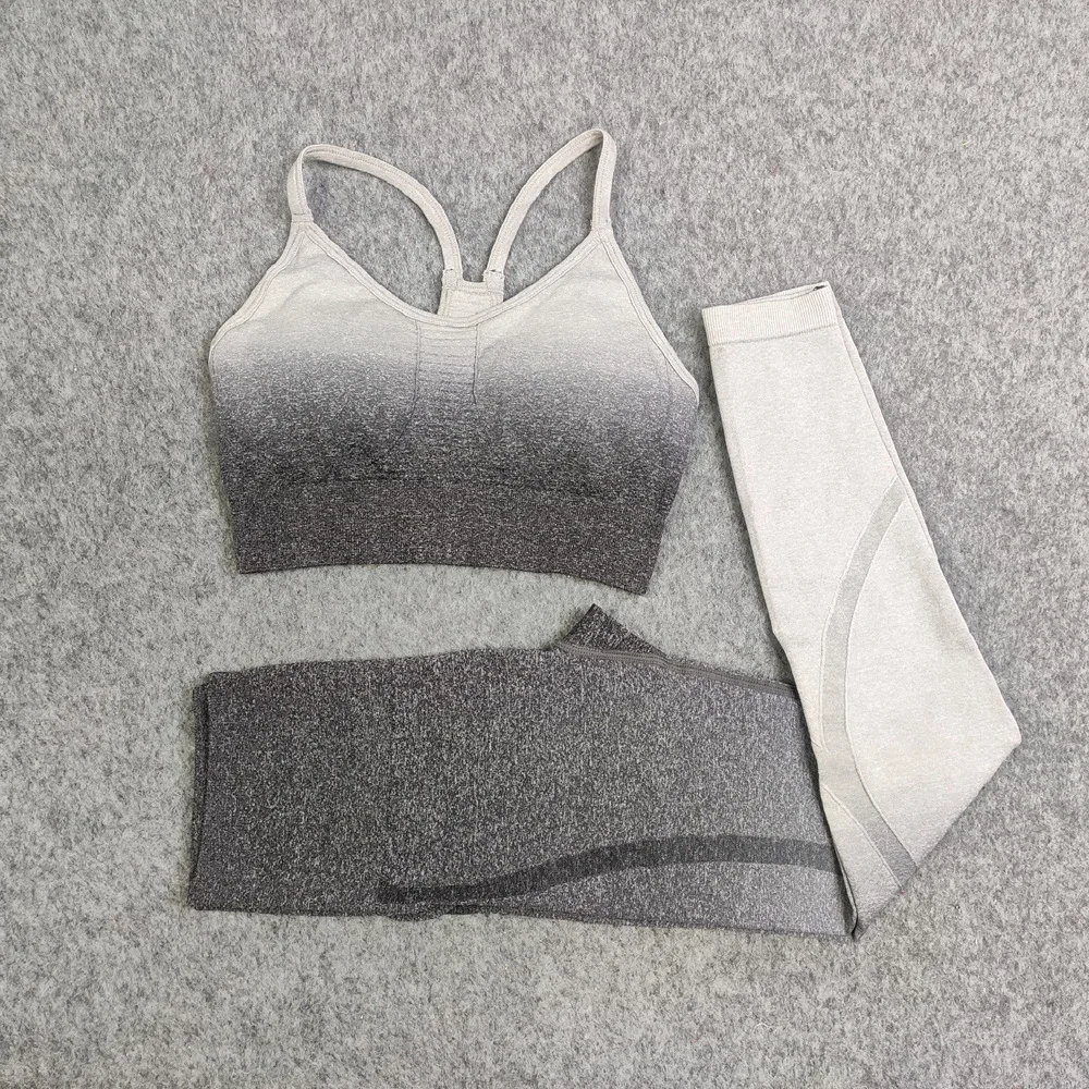 

Женский бесшовный комплект для йоги QRWR, леггинсы с высокой талией, короткий топ с длинным рукавом, спортивный бюстгальтер, штаны для бега, фи...