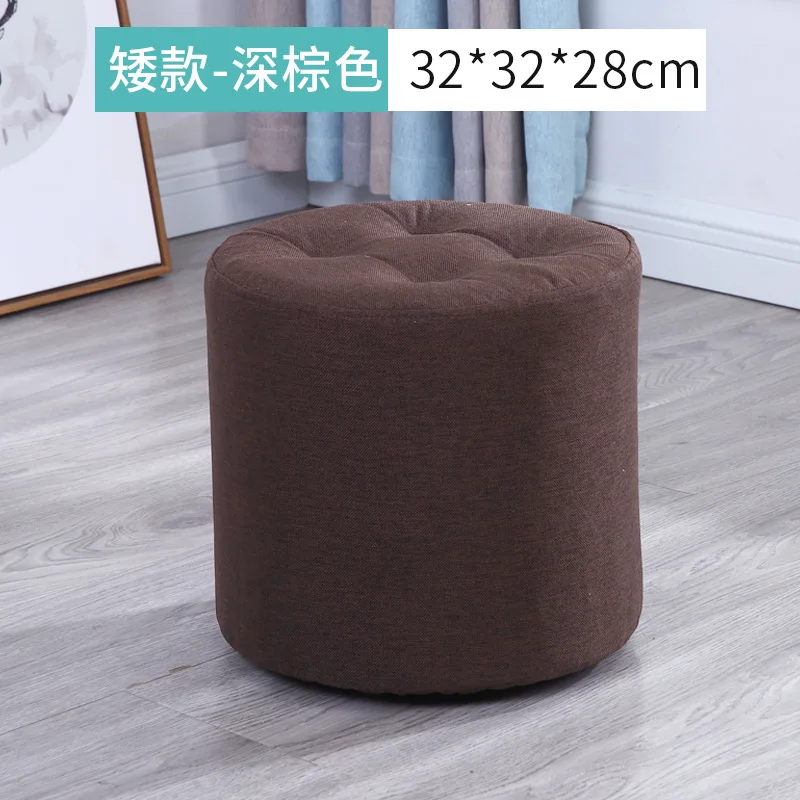 Круглая табуретка из цельного дерева и губчатой ткани мебель для гостиной