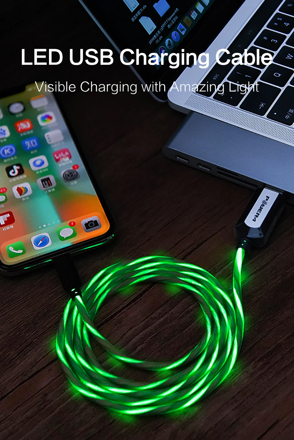 Power4 два пакета Micro USB шнур 3,0 для Android телефонов зарядное устройство Реверсивный Micro светодиодный кабель USB для samsung быстрой зарядки Microusb