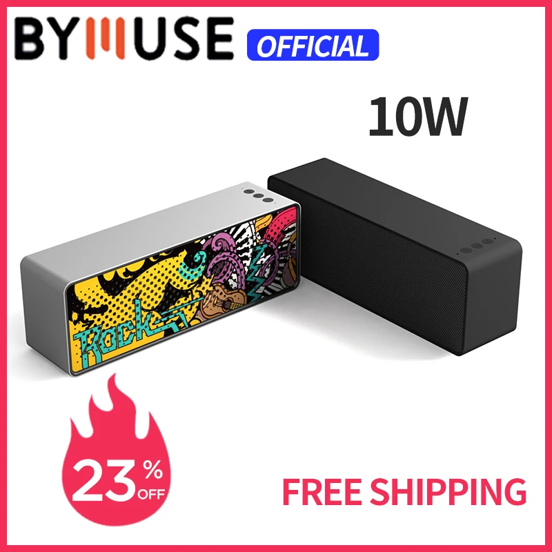 

BYMUSE F2 "10W" Портативный Bluetooth Динамик Беспроводной сабвуфер стерео хэндс-фри набор Динамик HiFiSupport AUX/TF/USB для защитный чехол-накладка из ПК и тел...
