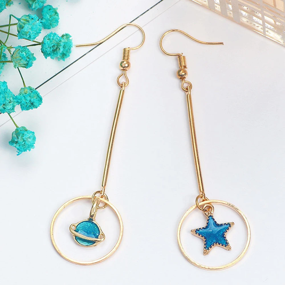 Креативные асимметричные серьги Голубая Вселенная для девочек аксессуары ушей