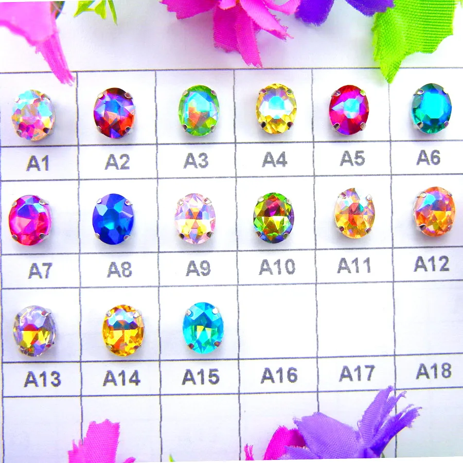 Стеклянные кристаллы серебряные коготь настройки 7 размеров смешанные цвета