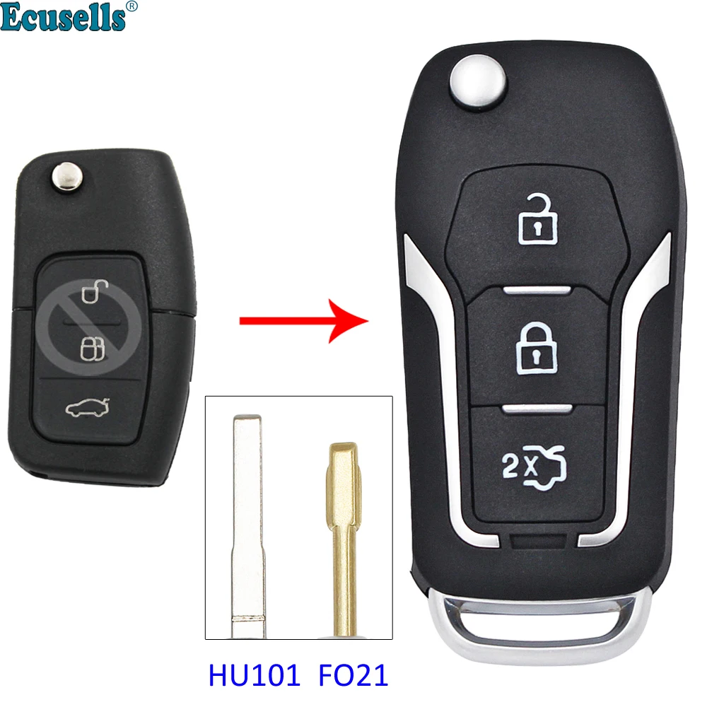 3 кнопки модифицированный складной Флип пульт дистанционного ключа оболочки для