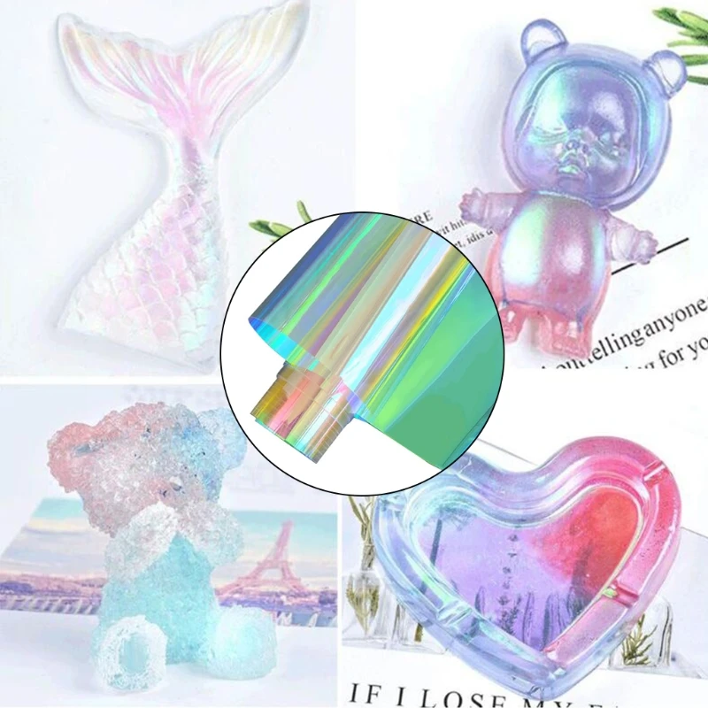 

30x100cm Aurora AB Effect Reflective Mirror Paper DIY Epoxy Resin Mold Findings Fillings Jewelry Making Tools