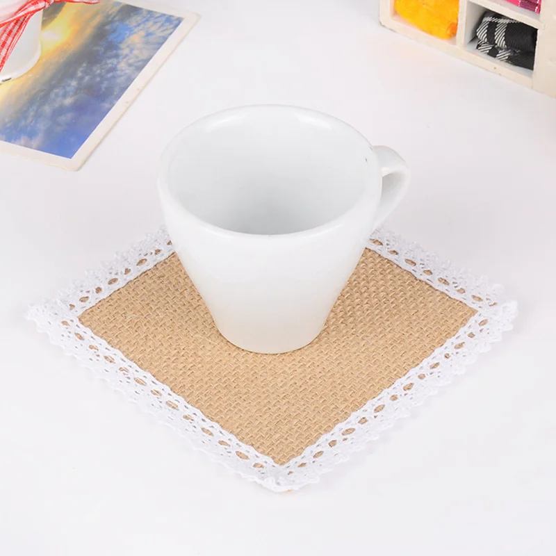 Кружевные джутовые подставки Diy настольные Винтажные льняные Изоляционные
