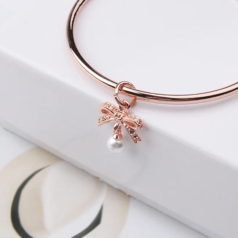 5 шт. металл цвета розового золота имитация жемчуга бантом Очаровательные бусы