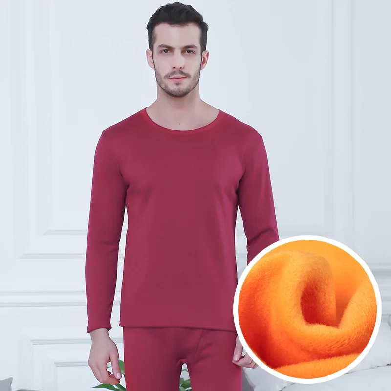 man wine red Warm Thick Plus Velvet Thermal Underwear Men Women Long Johns Fleece Male Female Autumn Winter Shirt+pants 2 Piece Pajamas Sets - Цвет: man wine red