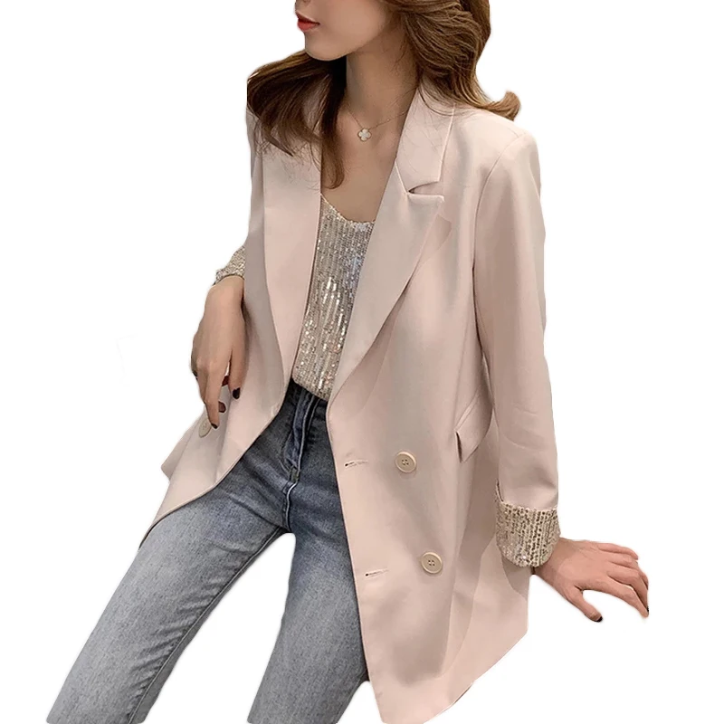Новинка модное Свободное пальто с блестками и рукавами Женский Повседневный