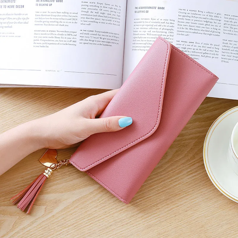 Женский кожаный тонкий кошелек длинный дизайн держатель для кредитных карт