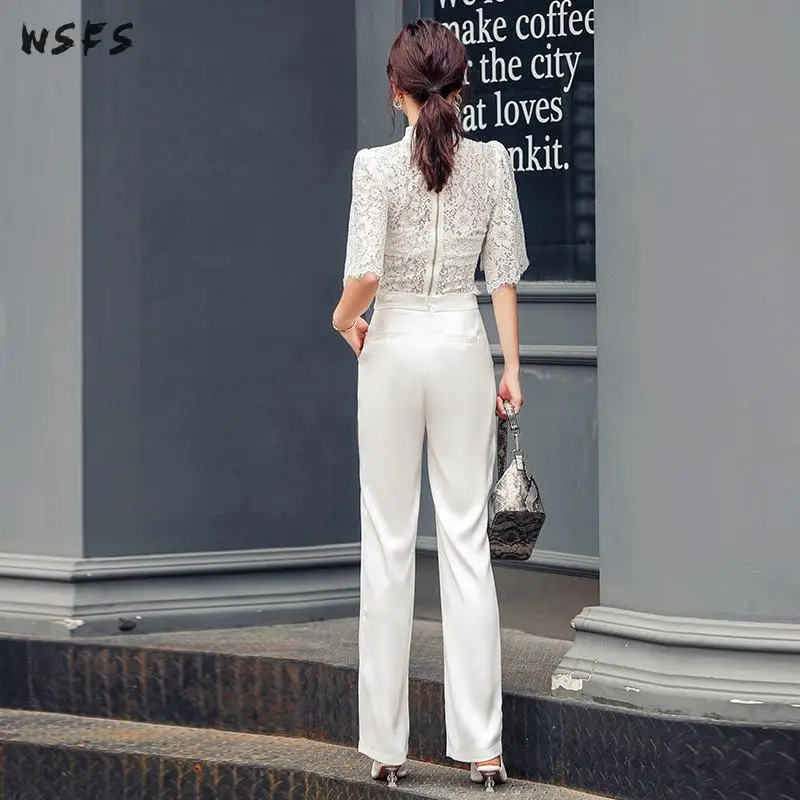 Комплект из 2 предметов летние белые кружевные блузы топы облегающие офисные