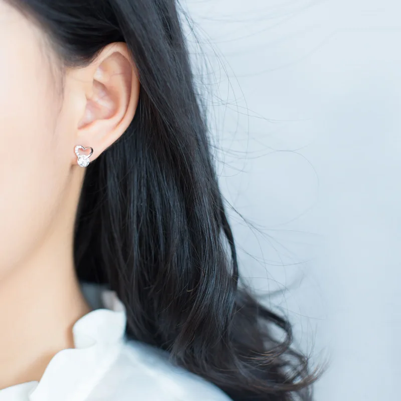 Серьги гвоздики из серебра 100% пробы с фианитами 9 х10 мм|Серьги-гвоздики| |