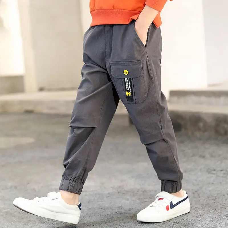 Kids Sports Pants Cotton Boys Pants Spring Teenage Kids Trousers For Boys Clothes Elastic Waist Long Pants 4 6 8 10 12 14 Years