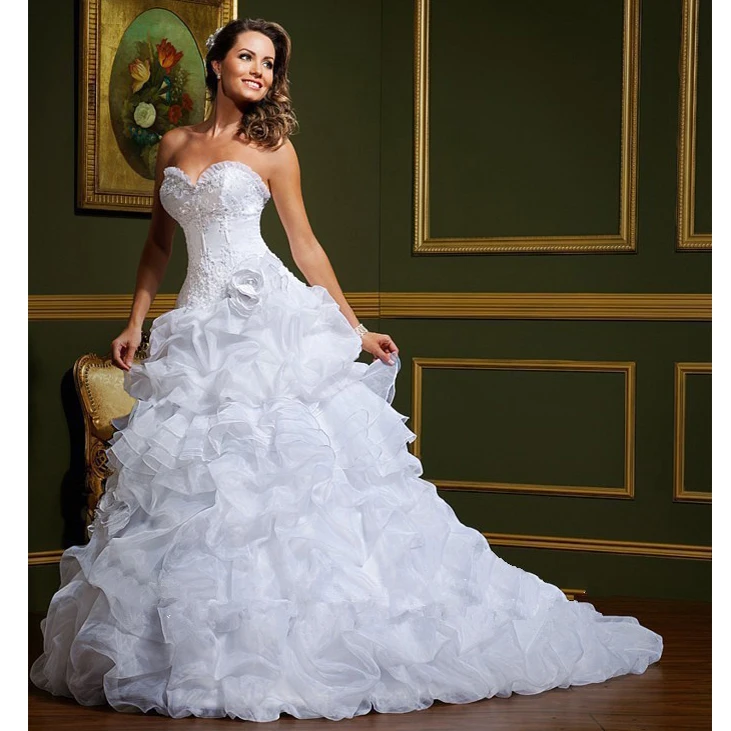 Очаровательное элегантное платье А-силуэта из двух частей органзы с оборками и