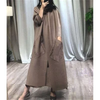 high puality womens miyake fold fringed long coat 2020 spring and autumn new wild over the knee trench coat creased cardigan