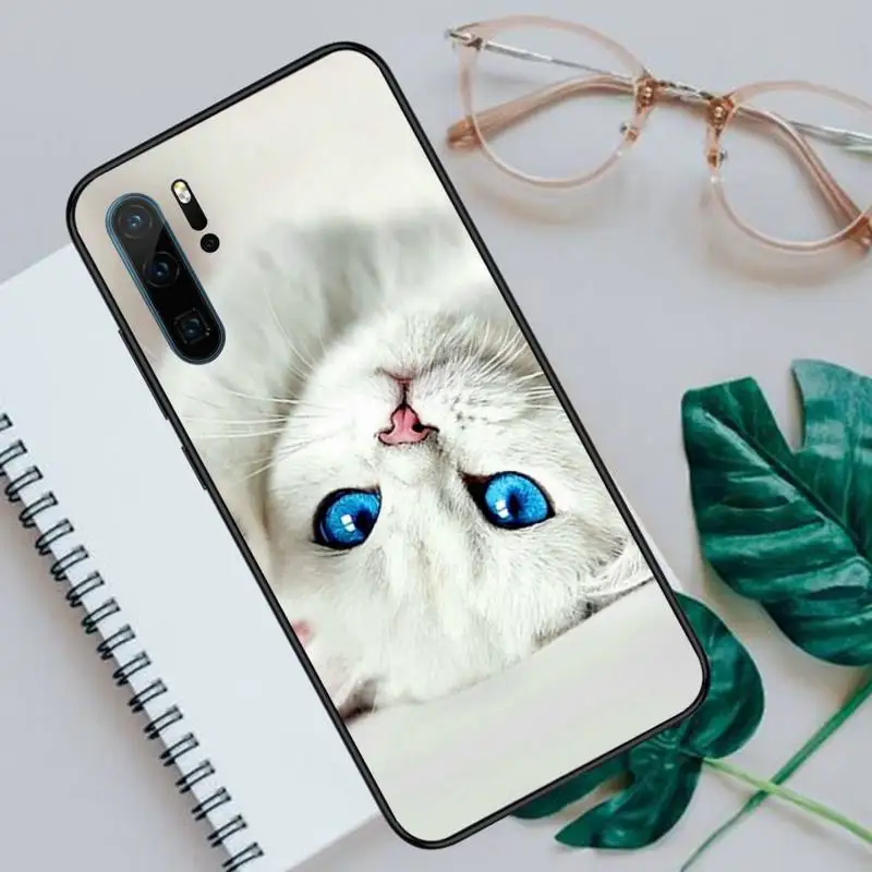 

Cat cute funny animal art Phone Case For Huawei honor Mate P 10 20 30 40 i 9 8 pro x Lite smart 2019 nova 5t Luxury brand shell