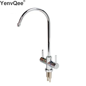 stainless steel double outlet faucet set water purifier tap kitchen ro faucet double inlet and outlet tap 14 inch connect hose free global shipping