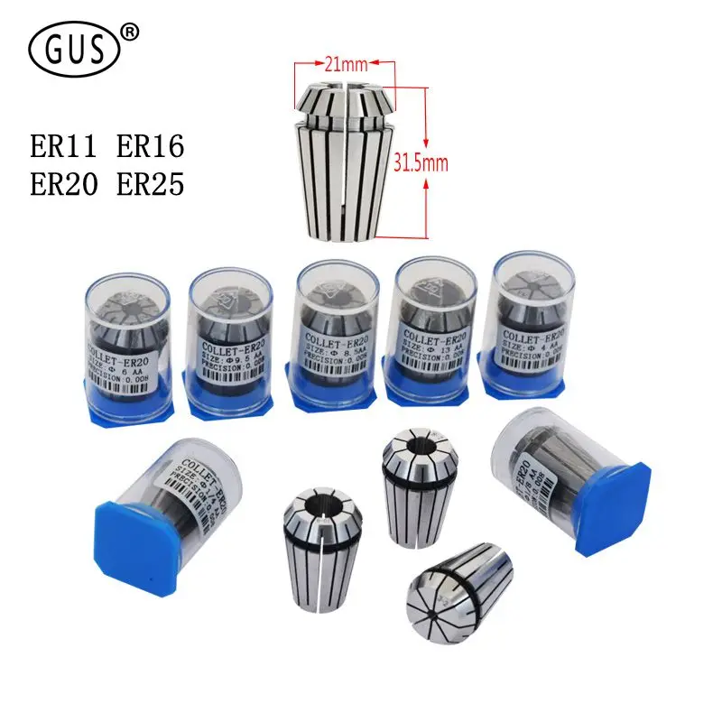 

1pcs ER11 ER16 ER20 ER25 ER spring collet chuck Accuracy 0.008mm for CNC milling tool holder Engraving machine spindle motor