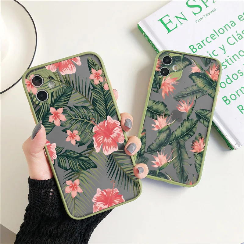 Palm tree Leaves Plant Flower Phone Case for iphone 11 12 13 14 Pro Max 7 8 Plus SE2 X XR XS MAX Back Shockproof Cover Fundas