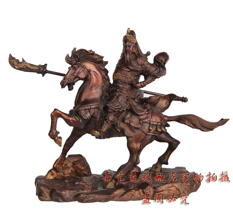 a bronze statue of Guan Gong ancient light copper ornaments Zhaocai Fortuna Wu Home Furnishing office decoration | Дом и сад