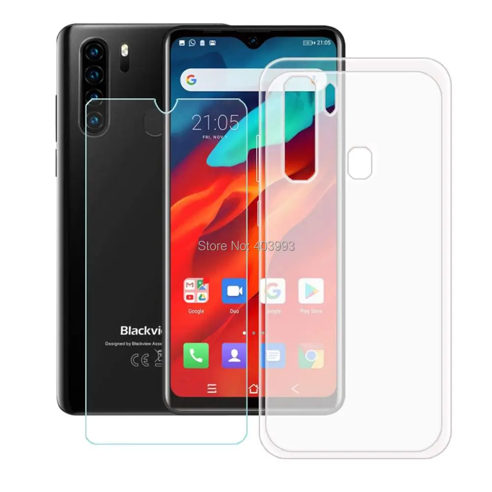 Чехол для Blackview A80 Pro чехол роскошный мягкий ТПУ телефона с закаленным стеклом 6