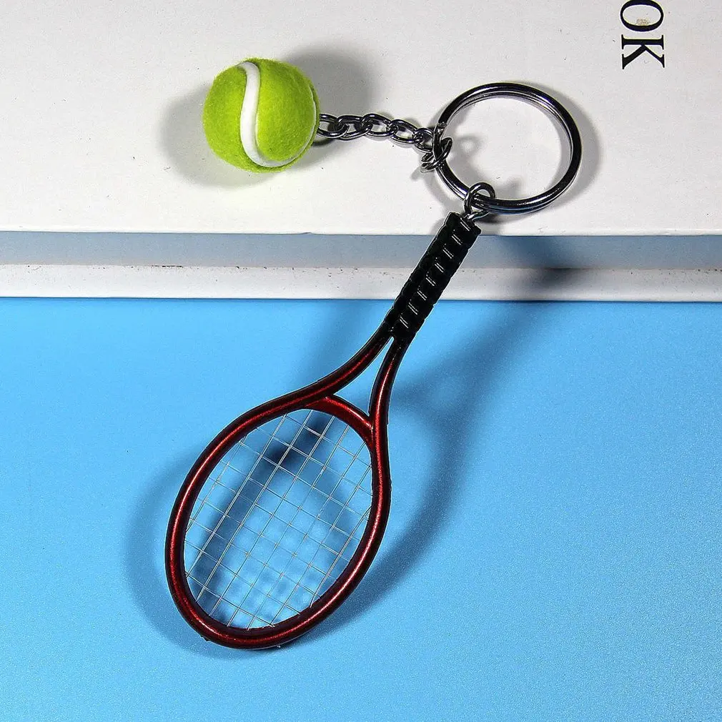 

Fashion Mini Tennis Racket Pendant Keychain Keyring Key Chain Ring Finder Holer Accessories For Lover's Day Gifts