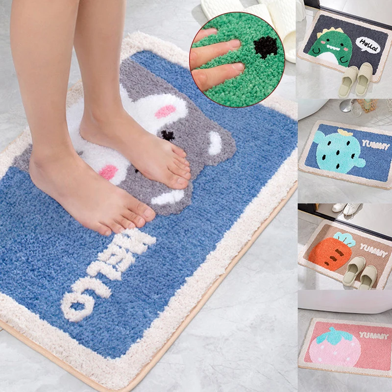

Cute Cartoon Bathroom Rugs Microfiber Water Absorbent Bath Mats Super Soft 45x65cm Kids Room Carpet Anti-Slip Floor Doormats