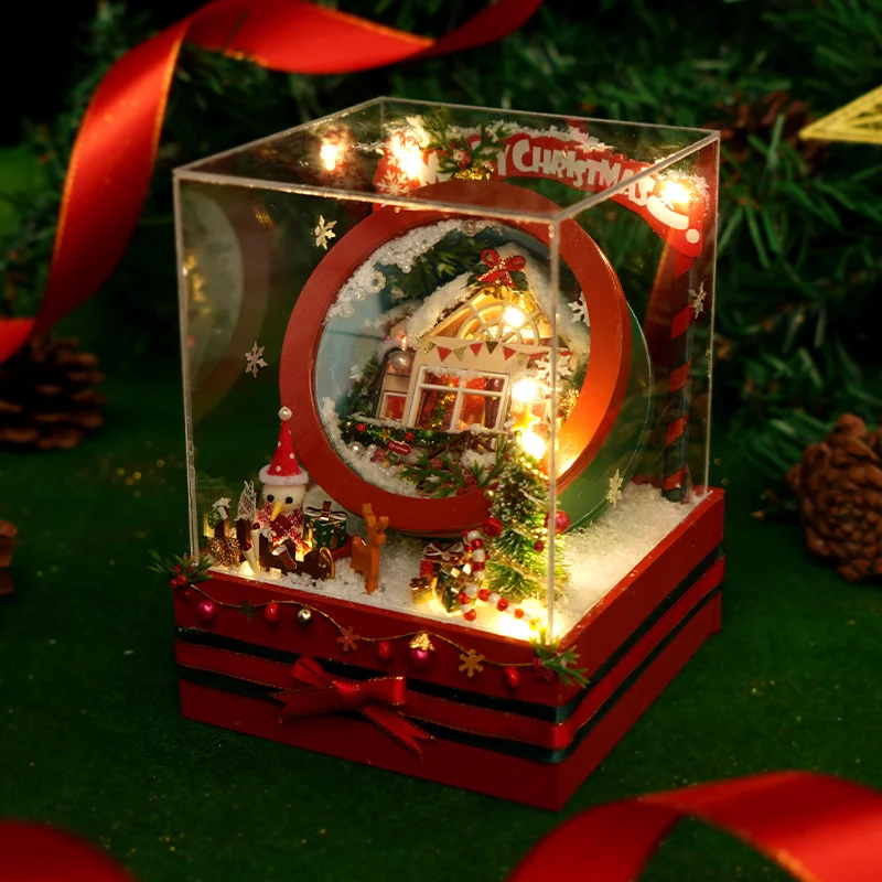 

DIY Doll House Miniature Model Building Blocks Miniature Dollhouse with Led Light Birthday Christmas Gift Wooden Toys