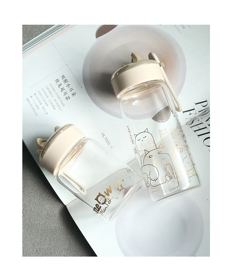 Портативная стеклянная бутылка для воды розовый новый милый спортивный чехол