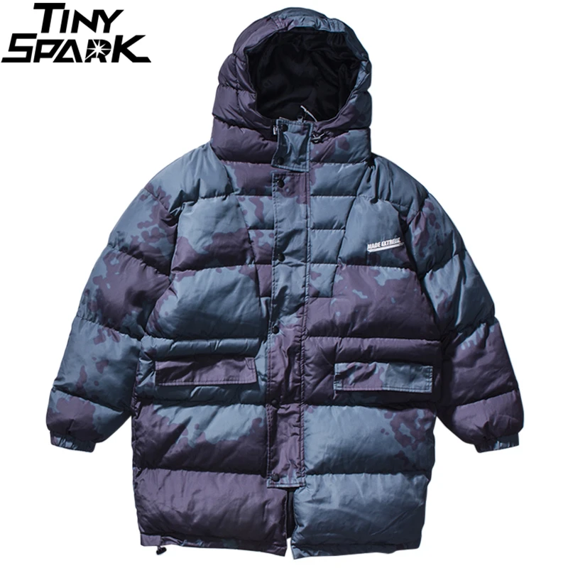 Хип хоп длинная куртка с капюшоном парка зима 2019 Мужская Уличная Ретро Тренч