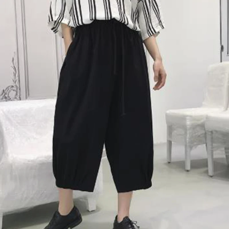 Мужские свободные брюки-султанки до щиколотки, брюки с широкими штанинами в японском стиле от AliExpress RU&CIS NEW