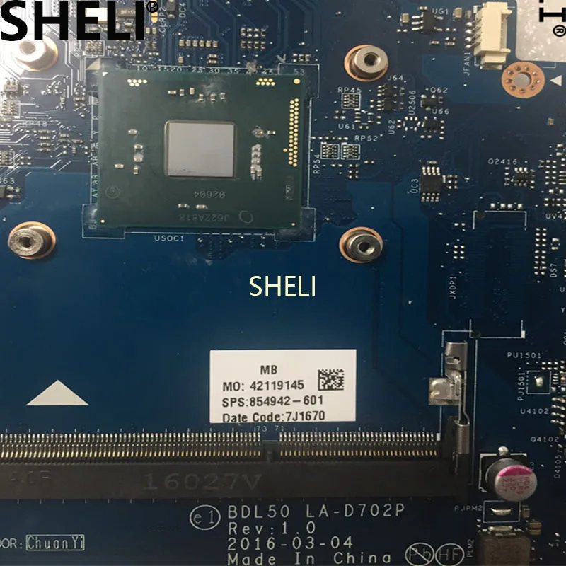 SHELI для HP 250 G5 15 AY материнская плата с N3710 Процессор 2G LA D702P 854942 001 501 601|Материнские