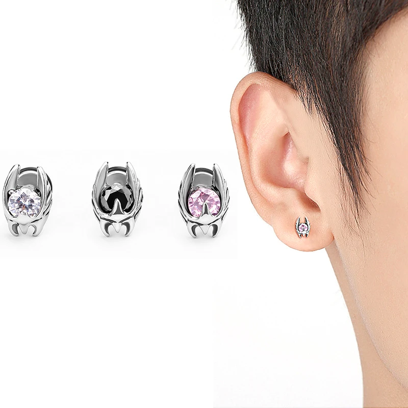 

New Fashion Piercing Jewelry Zircon Ear Studs Boys and Girls Stud Earrings Gothic Screw Back Earrings