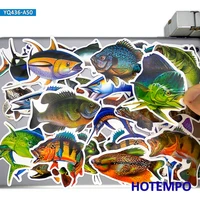 50pcs go fishing outdoor sea marine fish phone laptop motorcycle car stickers for kids toys fisherman diy glass box bike sticker