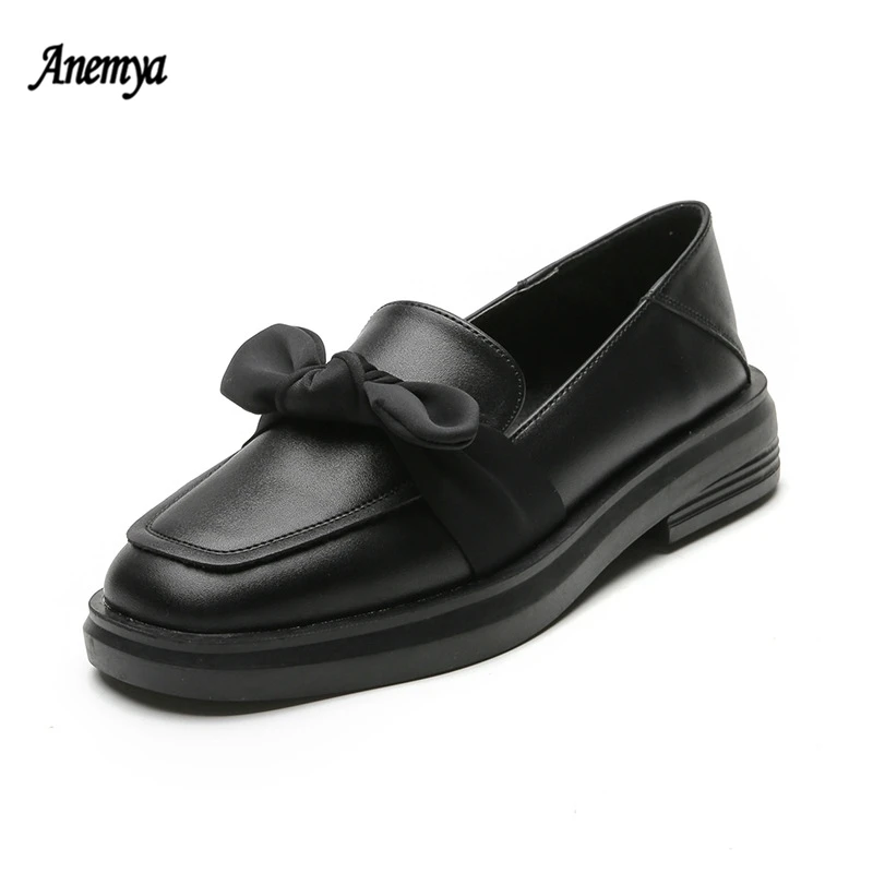 

Женские кожаные лоферы с круглым носком, черные повседневные туфли на плоской подошве без застежек, украшенные бантом-бабочкой, весна-осень...