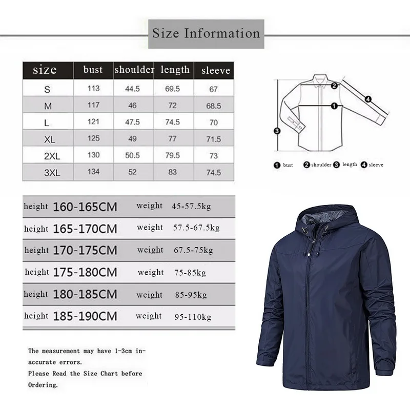 

Vogue Nice Spring Autumn Men Hooded Jackets WindProof WaterProof Quick Dry Outwear Coats Men Sportwear Plus Size Solid Jacket