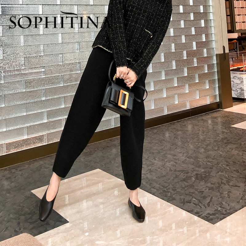 Женские туфли на плоской подошве SOPHITINA Мягкие Удобные однотонные из натуральной