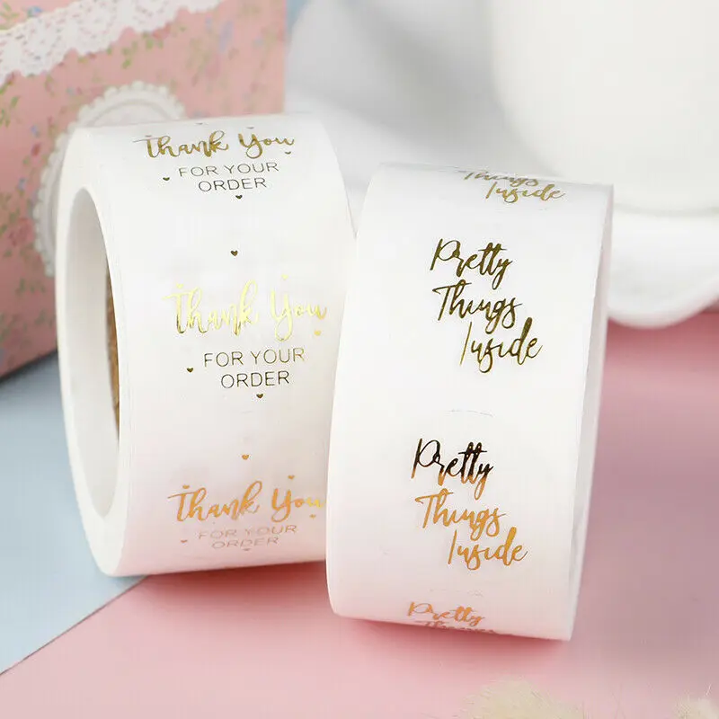 500 шт. позолоченные спасибо за ваш заказ наклейки прозрачные красивые вещи
