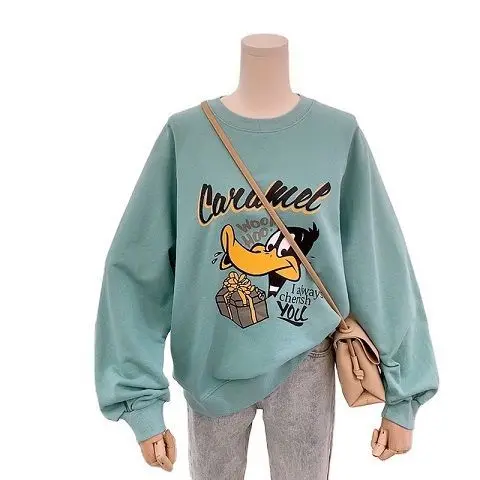 

Foreign trade thin sweater new women's autumn and spring Student Korean loose fashion printing long sleeve top Pullover coat