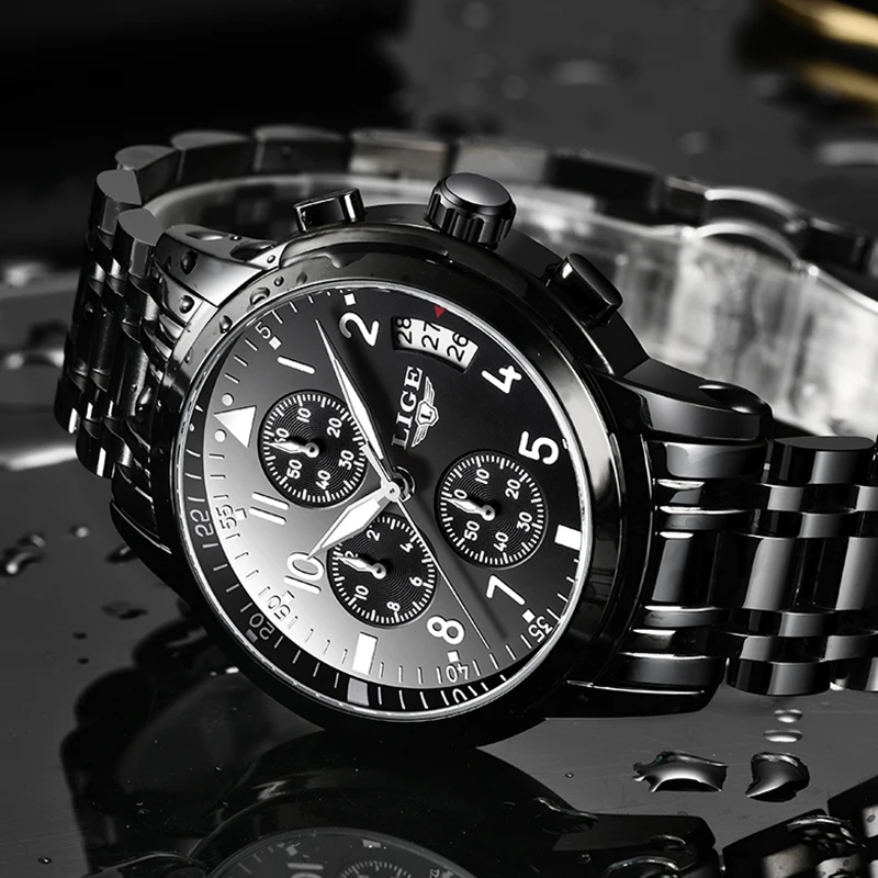 Часы мужские кварцевые с хронографом из нержавеющей стали|Кварцевые часы| |