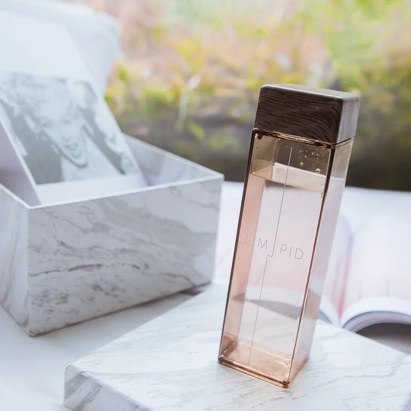 450 мл Квадратная бутылка для воды Модная Портативная пластиковая Спортивная