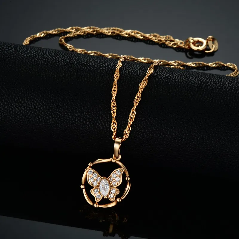 Женское Ожерелье с милой бабочкой ожерелье золотого цвета кубическим цирконием