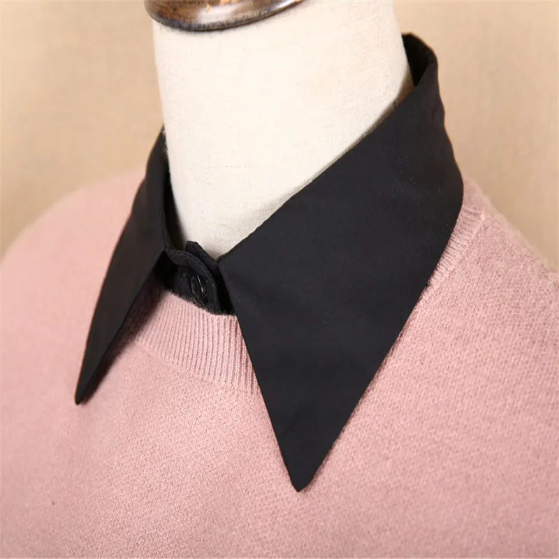 1Pcs Women Solid Color Shirt Cotton Lace False Collars White &amp Black Blouse Spring Summer Vintage Detachable Clothes Accessories |