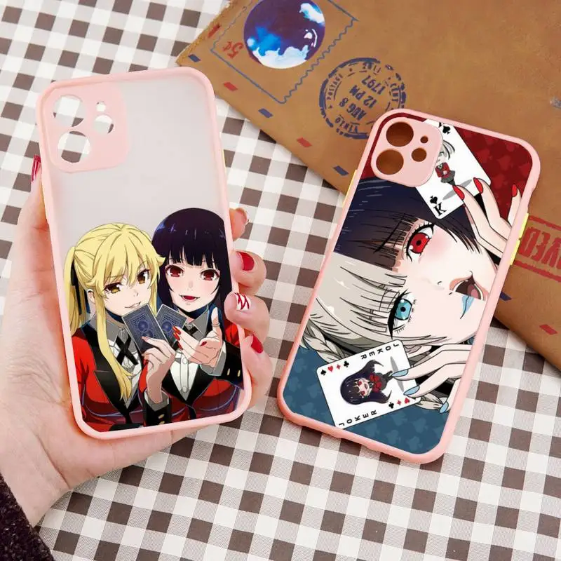 

Kakegurui Anime Manga Cartoon Phone Case Pink Color Matte Transparent For iPhone 13 12 11 Pro Max Mini X XR XS 7 8 Plus Shell