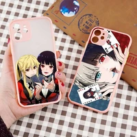 kakegurui anime manga cartoon phone case pink color matte transparent for iphone 13 12 11 pro max mini x xr xs 7 8 plus shell