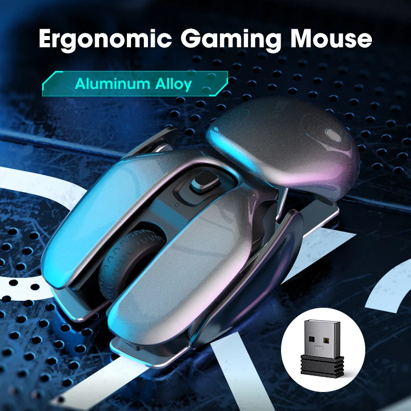 

Wireless Gaming Mouse Aluminum Alloy Mute Mouse Rechargeable 1600DPI for Computer Gamer Slience Mouses Optical Mause Accessories