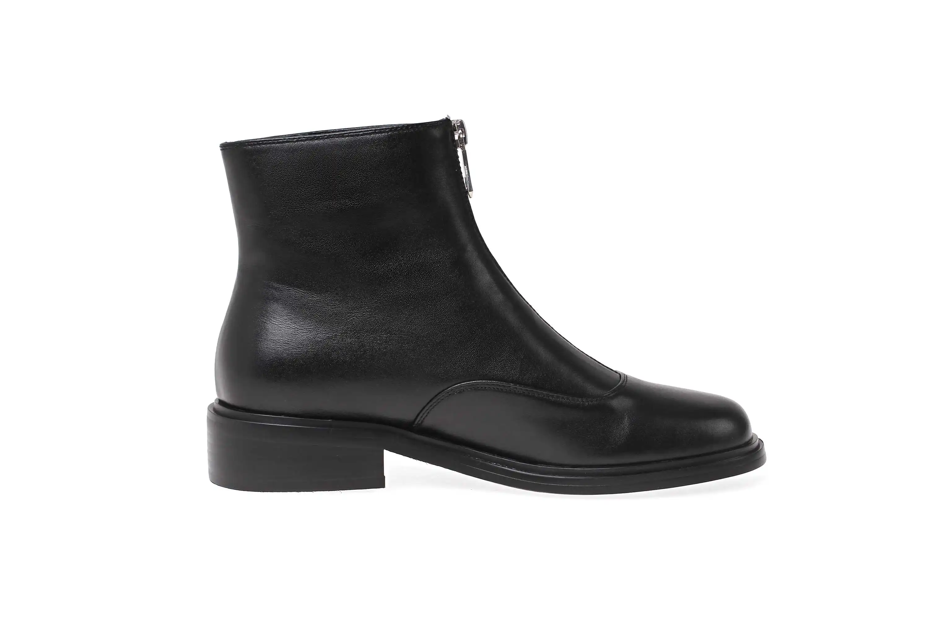 krazing pot winter warm leisure simple style genuine leather solid round toe low heels women fashion Zipper punk ankle boots L00