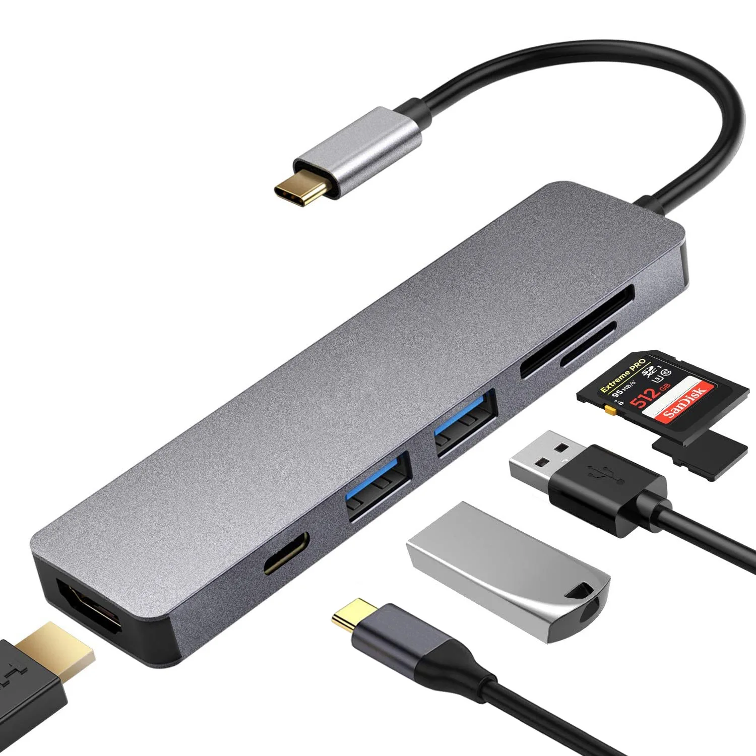 USB 3.1 Type-C Hub to RJ45 4K HDMI Adapter Thunderbolt 3 C 3.0 VGA TF SD Reader Slot PD For MacBook Pro Air 13 2020 M1 - купить по
