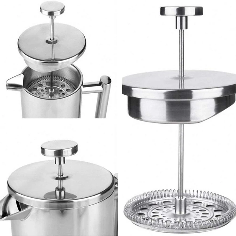 

French Press Coffee Maker Stainless Steel Coffee Percolator Pot,Double Wall Manual Coffee Containers