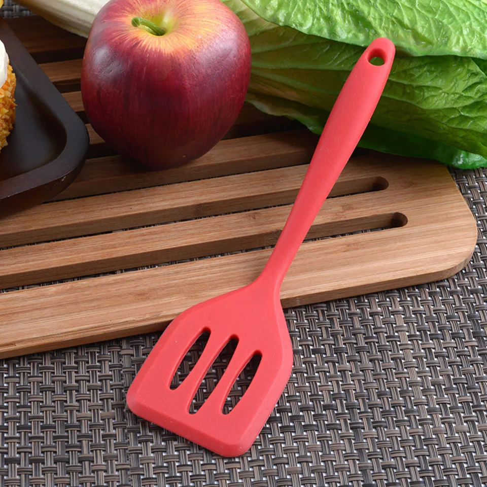 

Mini Silicone Turner Slotted Spatula High Heat Resistant to 480F Hygienic One Piece Design Non Stick Rubber Kitchen Utensil